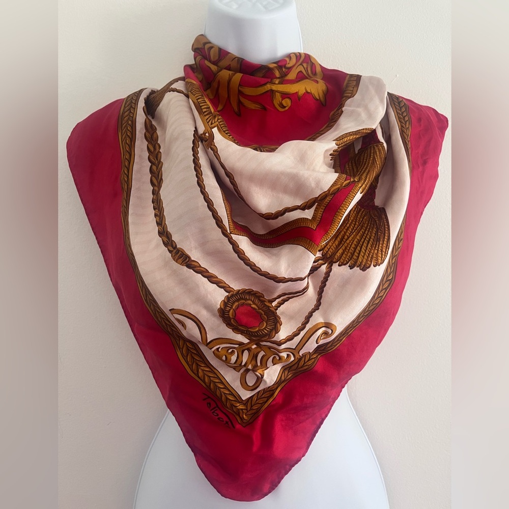 Vintage Talbots 100% Silk Scarf Made In Japan  34”x 34”